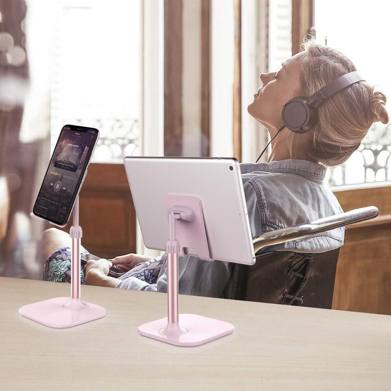 Adjustable Phone & Tablet Stand for Desk – Foldable Holder Compatible with Iphone, Ipad, Android Devices – Sturdy Desktop Stand Gift for Women, Men