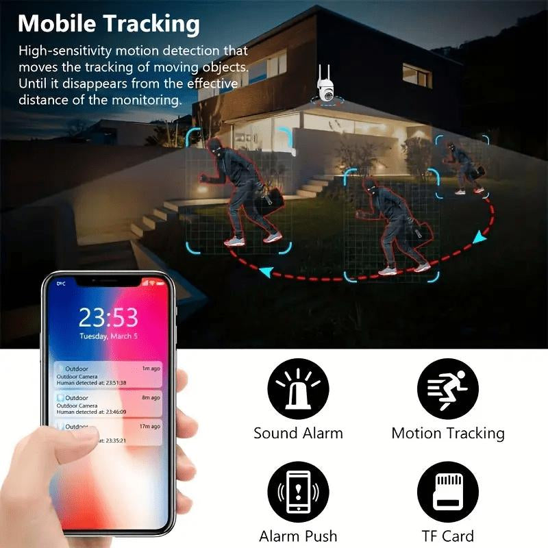 Outdoor Security Camera, 2.4G Surveillance Camera Video, Wifi Wireless Security Camera, Auto Tracking, Camera Full Color Night Vision and Two-Way Audio