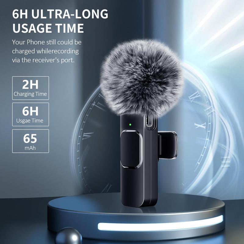 2 Pcs Wireless Lavalier Microphones for Iphone, Android, Ipad - Mini Wireless Clip-On Microphones Crystal Clear Sound Quality for Recording, Live Streaming,Vlog High Quality Audio