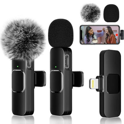 2 Pcs Wireless Lavalier Microphones for Iphone, Android, Ipad - Mini Wireless Clip-On Microphones Crystal Clear Sound Quality for Recording, Live Streaming,Vlog High Quality Audio